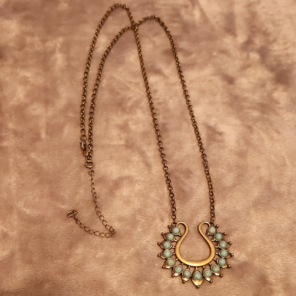 Premier Designs Gold and Green Layered Necklace